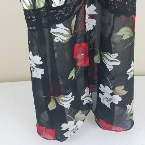 Lingerie Baby Doll Top Sheer Lace Floral L - Picture 7 of 7